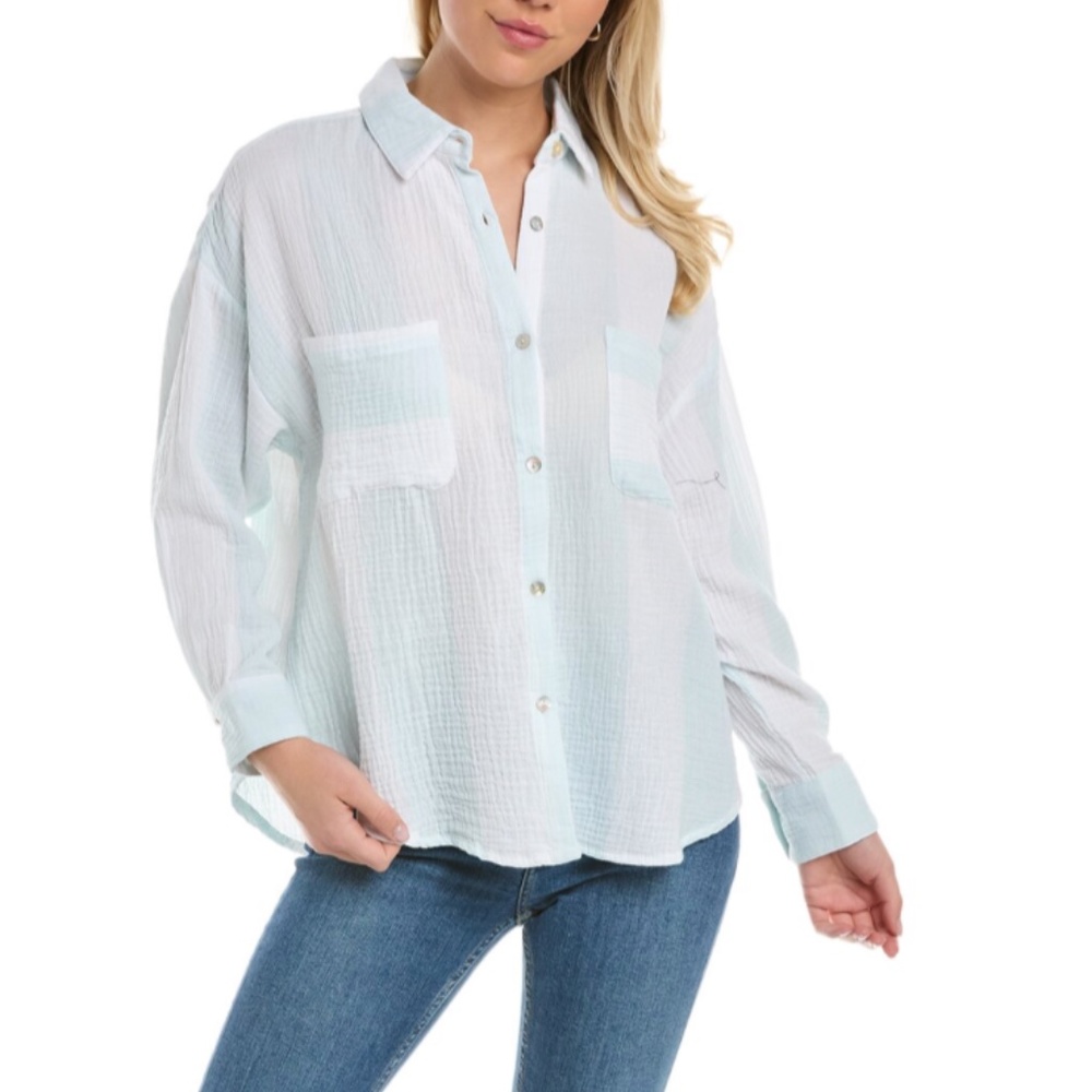 Vintage Havana Mint and White Gauze Striped Shirt